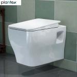 Plantex Commode for Toilet/Ceramic Western Commode/Wall Hung Western Toilet with Soft Closing Toilet Seat - P Trap (Element, White)
