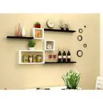 Belief Wood Black, White Wood Wall Mount Rectangular Wall Shelf