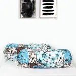 Kuber Industries Bolster Covers | Soft Cotton Bolster Cover Set | Diwan Round Bolster Pillow Covers | Flower-Check Print Roll Masand Cover | 16x32 Inch | Pack of 2 | Blue