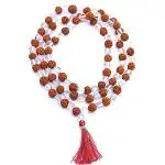 Feel Touch Mart Traditional Style Best Rudraksha Sphatik Mala for Men & Women Certified Original 108+1 Beads Hand Knotted Rosary with Tassel