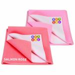 BeyBee Waterproof Baby Bed Protector Dry Sheet for Born Babies Gifts Pack, (Medium Combo of 2, Salmon Rose/Pink)