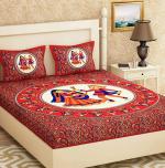 MORADO 100% Cotton Rajasthani Jaipuri Traditional Double Bed Bedsheet with 2 Pillow Covers - 90x100 Inches