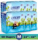 lyficare Classic Pants-Adult Diaper|Medium-60Pcs|Pack of 6|WaistSize:60-111 Cm|24 -44Inch Adult Diapers - M (60 Pieces)