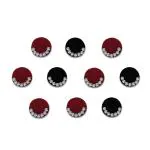 Comet Busters Black and Maroon Velvet Round Bindi With Silver Stones (9mm) (BIN1987) Pack of 1