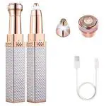 VALORA Eyebrow Trimmer for Women, 2 in 1 Rechargeable Facial Hair Remover with Replaceable Heads, Professional Painless Personal Hair Removal Eyebrow Razor with Indicator Lights, Rose Gold
