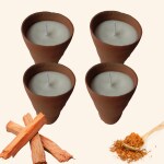 Scarlet Blinks Handmade Kulhad Candles | Natural Soywax Candles | Aroma Therapy Candles | Diwali Decoration Candles Pack of 4