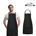 KEDIT Pack Of 1 Apron Black Colour Home Kitchen Waterproof Dustproof Unisex Aprons Frant Side Pocket for Men and Women perfect for Restaurant Coffee House Cooking Bar Salon Use Apron Anywhare, (KEDTARN-97)