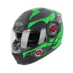 Steelbird SBH-40 Cyber ISI Certified Full Face Graphic Helmet for Men and Women with Inner Sun Shield (Medium 580 MM, Matt Black Green)