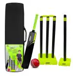 Jaspo Black Cric Addict Plastic Cricket Set With Bat And Soft Ball For Kids - Size 5