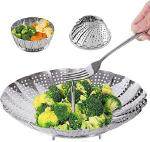 JKICHNM big Steamer Basket Stainless Steel Steamer Basket for Vegetable Insert for Pots Steel Steamer Basket for Vegetable/Insert for Pots, Pans steam boiling Fruit Bowl Fit for Instant Pot and Adjustable.