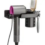 HASTHIP Hair Dryer Stand - Carbon Steel Wall Mounted Hair Dryer Rack With Styling Tool Organizer, Self-Adhesive Hair Dryer Rack For Dyson Hair Dryer, Perfect For Bathroom, Salon & Dressing Room