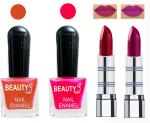 OUR BEAUTY Perfect Combo Of Velvet Matte Lipsticks Ultra Shine Nail Polish (Set Of 4)