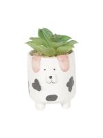 Market 99 Beige-Two Dalmatian Dog Spot Planter with Artificial Planter Pot