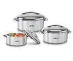Milton Stainless Steel Silver Excel Insulated Casserole Set Of 3