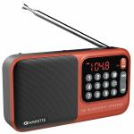 Amkette Pocket Mate FM Radio with Bluetooth Speaker - Type C Charging, Antenna, Multiple Playback,12 Hrs Playtime, and Number Pad (Headphone Jack, SD Card, USB Input) (RED)