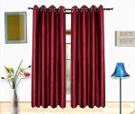 Modern Fab Maroon Polyresin Modernfab Geometric Grommet Window Curtain - 5 Feet (Pack Of 2)