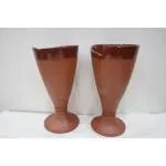 S&M INTERNATIONAL Handmade Terracotta Eco-Friendly Natural Clay Juice Drinking Glasses, Set of 2