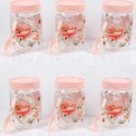VRISTO Plastic Storage Jars Lid Decorative Multipurpose Containers for Kitchen, Spices, Dry Snacks, and Food Storage | Pink | Pack of 6 | 1000ml - 10 CM X 10 CM X 15 CM