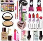 KA CAYLA Big face makeup combo all in 1 HD detailing, Lipsticks, Nail Polish, Eyeshadow, Compact, Foundation Bundle (14 Items in the set)