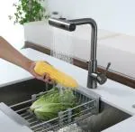 THOISEWELT Hotel Kitchen Sink Faucet with PullDown Multifunction Spray 3 Mode 360 Rotatable Kitchen Sink Faucet, Black