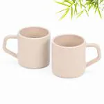 Eha Earth-Friendly Comfy Coffee Cup Set of 2 | 200 ml | Made with Rice Husk & Bamboo Fibers | Microwave Safe | for Hot & Cold Coffee Mug, Tea & Milk | Natural Matte Finish | Sand