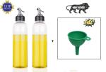 TRONOS Food Graded Plastic Oil Dispenser Spout For Easy Pouring Leak-Proof Soy Sauce, Vinegar Storage Oil Dispenser For Kitchen (1 liter, Pack Of 2) With Silicon Funnel 1 Pcs Free