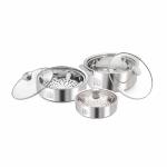 NanoNine Stainless Steel Double Wall Insulated Casserole with Glass Lid 3 pcs (2.55+ 1.25+ 0.8) L