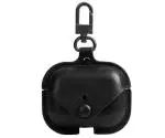 KHR Leather Cover Compatible with Boat Airdopes 161 Protective Leather Case Cover with Carabiner Hook (Black)
