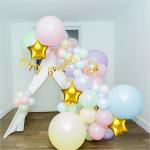 Hemito Blue,Orange,Purple,White Cabana Tent Birthday Decoration Set,Pastel Balloons Net With Led Lights With Banner (Set Of 53)