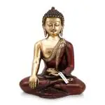 CraftVatika Gold Brass Buddha Statue 35.99 x 19.99 cm