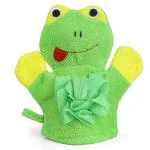 Babymoo Green Cotton Mischievous Frog Bath Time Fun Hand Puppet Loofah Bath Glove