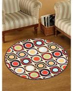 Status Contract Multicolor Nylon Round Floor Carpet Mats Rug For Living Room, Dining Room, Kitchen And Hall - 30 x 30 inches Or 78 x 78cm