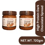 OveeGlobal High Protein Dark Chocolate Spread Creamy Peanut Butter 360gm (Pack of 2) NET WT.720gm
