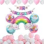 Toyxe Multicolor Birthday Banner, Large Rainbow Foil Balloon, Round Foil Balloon, Latex Balloons