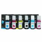 Splashjet 057 Compatible Refill Ink for Epson L8050, L18050 Printer - Compatible Ink Bottle for Epson 057 Ink Code for Epson Inktank Printer - (70gm x C/M/Y/Bk/LC/LM) Ink Bottle - 503492