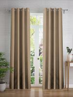 Cortina Designer Foil Polyester Door Curtain (Dark Cream) -(7Ft)