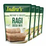 INDIRA FOODS Ragi Dosa Mix, Finger Millet Dosa Instant Mix (500g x 4) 10-Minute Crispy, Tasty & Healthy Nachni Chilla Mix, Mandua Chilla, Kelvaragu Dosai, Kezhvaragu Dosai