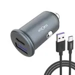 LA' FORTE QCPD Dual Port USB Car Charger with USB C Cable