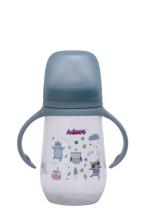 Adore Advanced Nok-Nok Wide Neck Feeding Bottle With Handle & Premium Matte Finished Anti Colic Teat - 250 ml-Blue