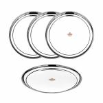 Vinod Stainless Steel Rajbhog Plate, Dinner Plate (Dia-30 cm, Pack of 4)