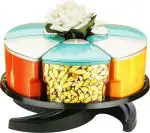 AMBIOUS 360 Spice Rack Set of 6 Pieces 1 Layer Spice Set Masala Box Masala Container 300 ml Plastic Grocery Container Color Blue