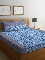 Fashion String 144 TC Microfibre Blue Double Bedsheet with 2 Pillow Covers