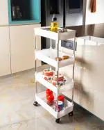 Track India White Plastic Pre-Assembled Kitchen Trolley