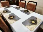 Groki Rectangular Pack of 6 Table Placemat (Black, Gold, PVC)