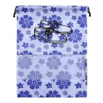 Agroha Shoe Cover/String Bag Organizer | Shoe Print & Non Woven Material | Transparent Window | Size 43 x 30 cm (White Blue) (12)