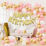 FANEX Eco-friendly Foil Baby Birthday Decorations Happy Birthday Banner, Foil Balloon and Metallic Balloons