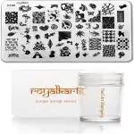 Royalkart Nail Art Kit for women Nail Stamping Plate With Nail Stamper scraper 5 Dotting Pen, Nail Buffer Gift For Girl