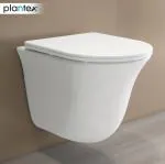 Plantex Ceramic Wall Hung Commode for Toilet/Western Commode/Commode with Soft Closing Toilet Seat - P Trap (Glossy White)