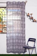 Parda Online Purple and Brown Cotton Printed Linen Eyelet Space Window Curtain 7f, (Pack of 4)