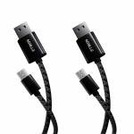 [Pack of 2] AGNILLE Micro USB Double Braided 3.1A Fast Charging & Data Transfer Cable for all Android Devices - (1m x 2)[Black]